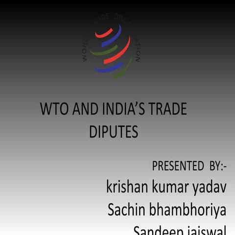 Wto and India`s Trade Disputes