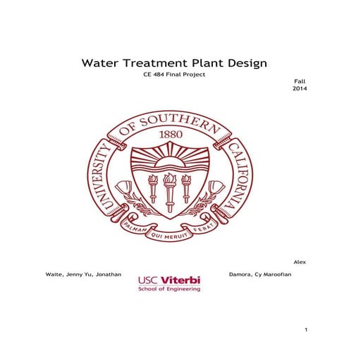 Water Treatment Plant Design by Damora, Waite, Yu, Maroofian