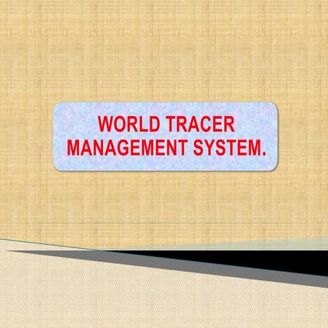 orldTracer is a global system for tracking and matching lost or delayed ...