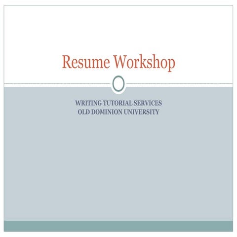 W T S  Resume  Workshop 03