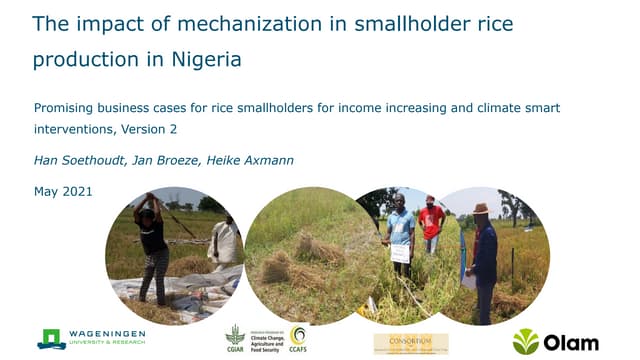 The impact of mechanization in smallholder rice production in Nigeria