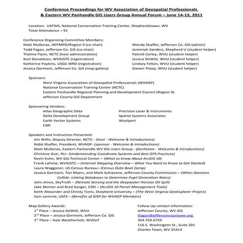 WVAGP/EPan Meeting July 2011 Proceedings