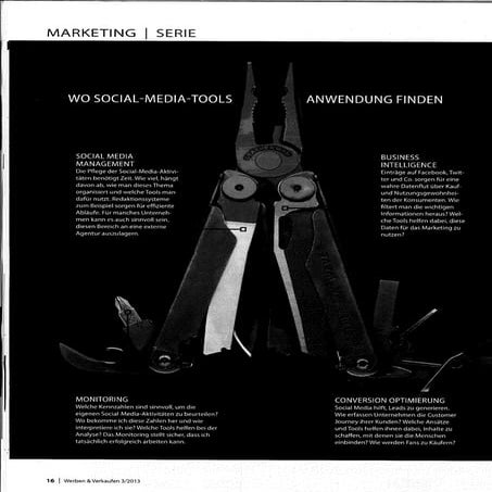 Wo Social-Media-Tools Anwendung finden: W&V Artikel Nr. 3 vom 14. Januar 2013