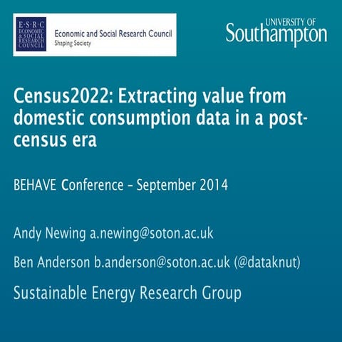 Census2022: Extracting value from domestic consumption data in a post­census era