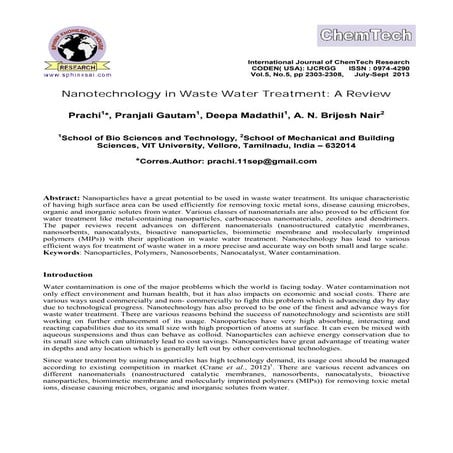 Nanotechnology in waste water treatment | PPTX