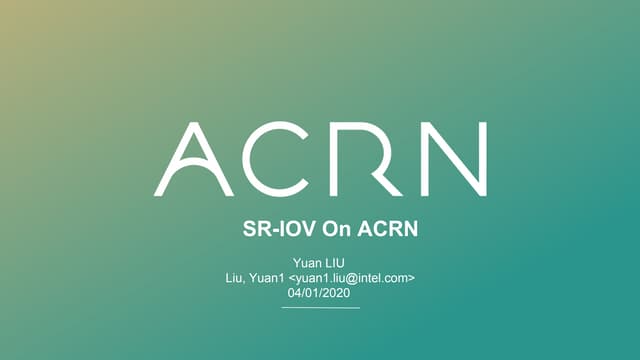 Project ACRN: SR-IOV implementation
