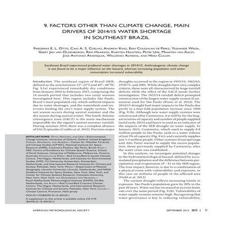 Main Drivers of 2014/15 Water Shortage in Southeast Brazil