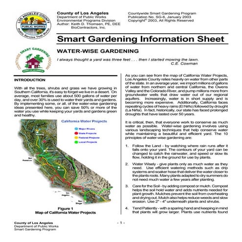 Smart Gardening Information Sheet, Water Wise Gardening - Los Angeles, Califo...