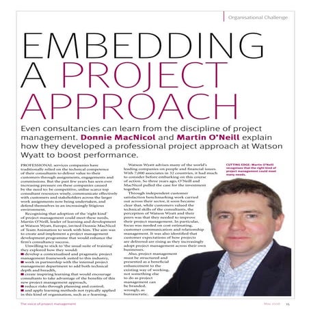 Embedding a project approach - APM Project Article