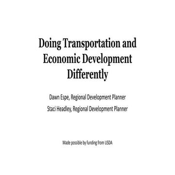 Doing Transportation and Economic Development Differently