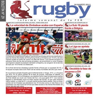 Boletín semanal de rugby de la FER