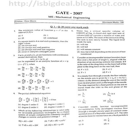 (Www.entrance exam.net)-gate-me-2007 | PDF