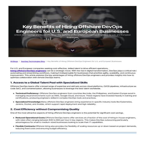 Key Benefits of Hiring Offshore DevOps Engineers for U.S. and European Busine...