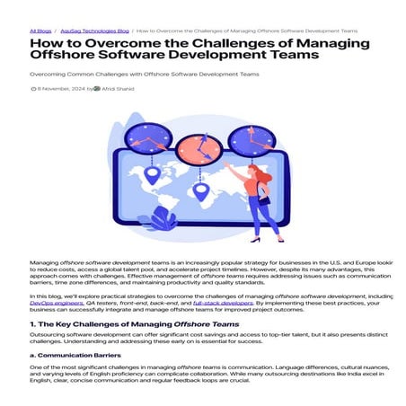 How to Overcome the Challenges of Managing Offshore Software Development Teams