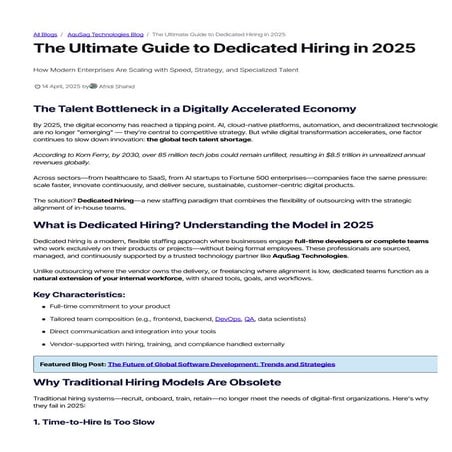 The Ultimate Guide to Dedicated Hiring in 2025