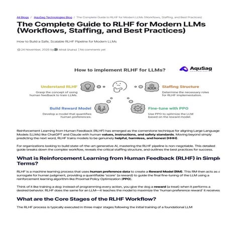 The Complete Guide to RLHF for Modern LLM Workflows, Staffing & Best Practices
