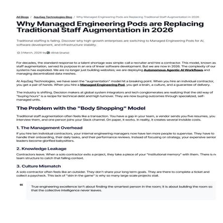 Managed Engineering Pods vs Staff Augmentation in 2026 | Future of IT ...