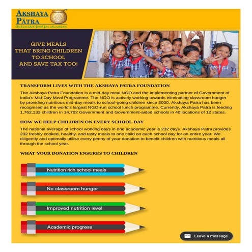 Feed A Child and Save Tax