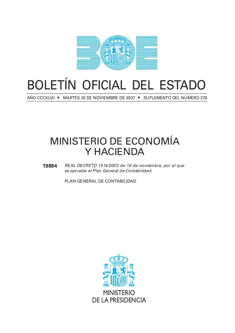 BOE PLAN GENERAL CONTABILIDAD 2007 ESPAÑA