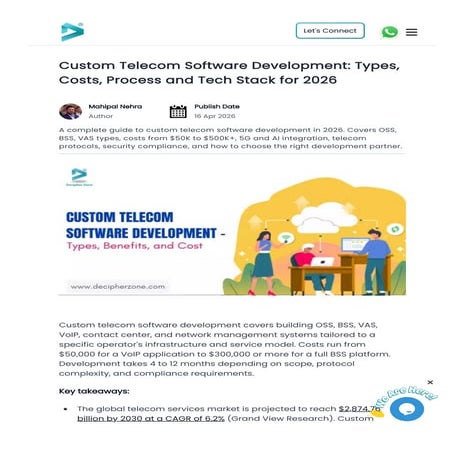 Comprehensive Guide to Custom Telecom Software Development in 2026 | PDF