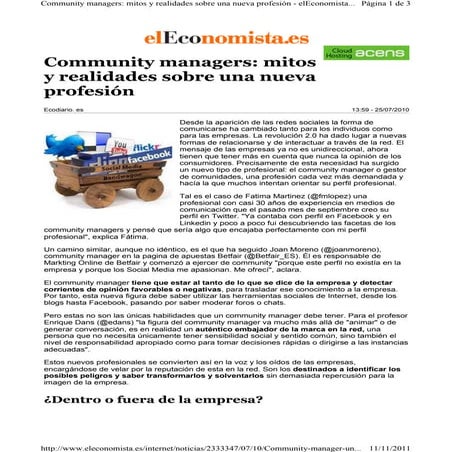  Community Manager El Economista