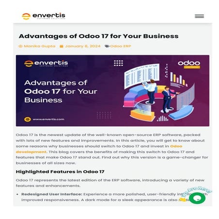 Advantages of Odoo ERP 17 for Your Business