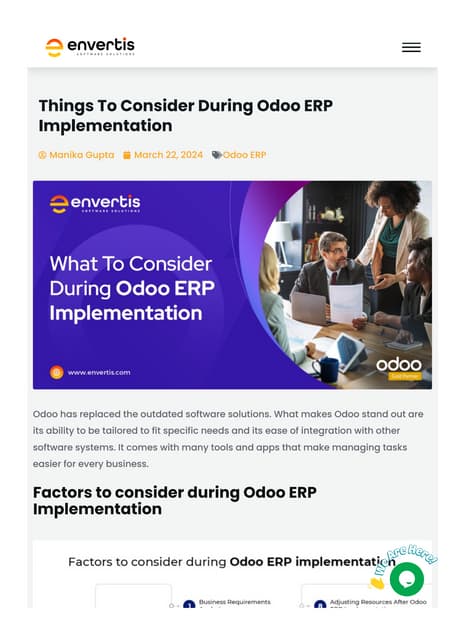 Things To Consider During Odoo ERP Implementation