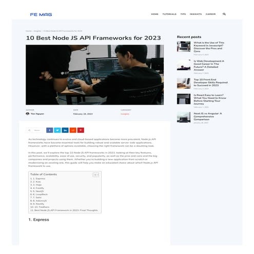Comparing the Key Features of the Top Node.js Frameworks | PDF