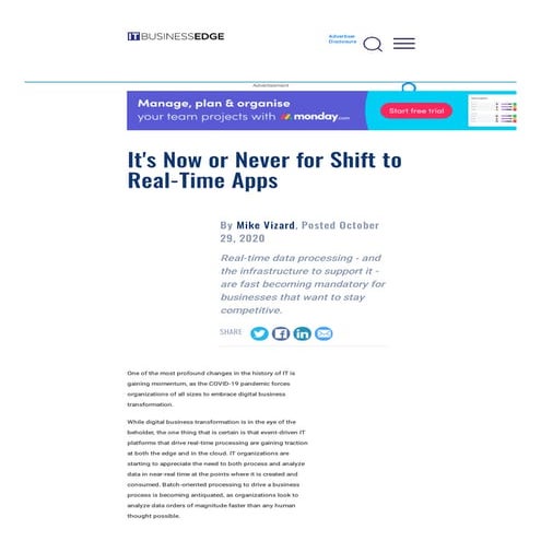 It's Now or Never for Shift to Real-Time Apps