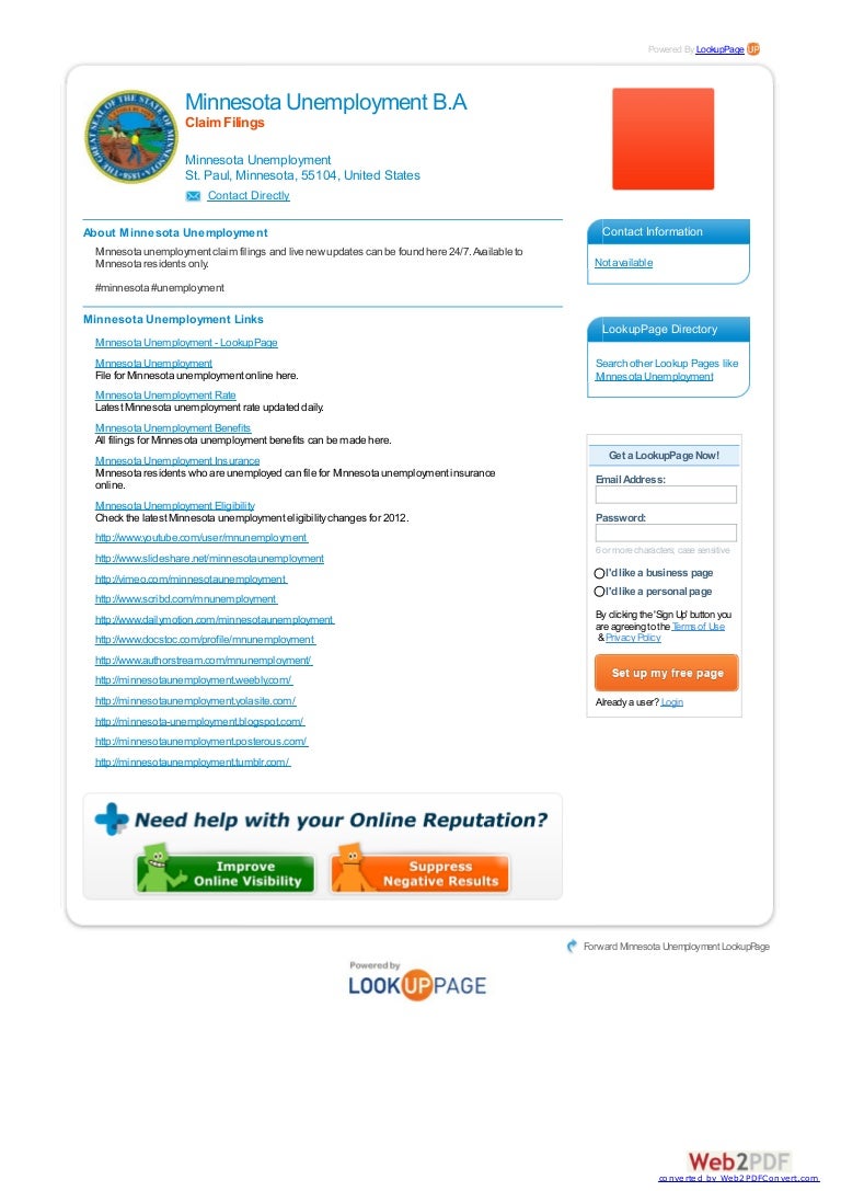 Minnesota Unemployment Resources For 2012 Extension