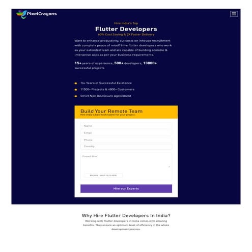 Hire India's Top Flutter Developers from PixelCrayons