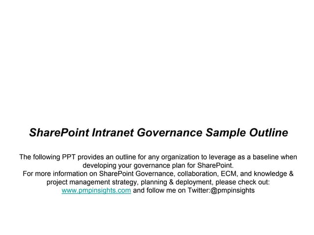 SharePoint Intranet Governance Sample Outline - www.sharepointpmp.com