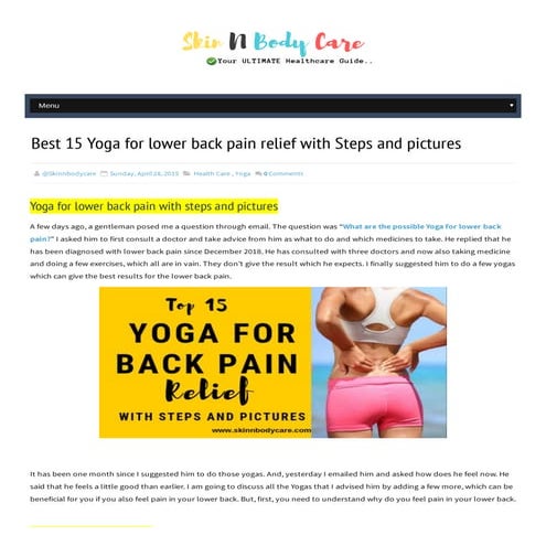 Best 15 Yoga for lower back pain relief with Steps and pictures | PDF
