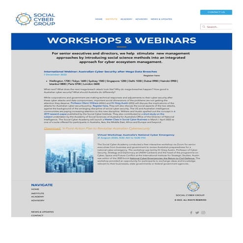 Cyber security Workshops | Cyber webinars | Social Cyber Group | PDF