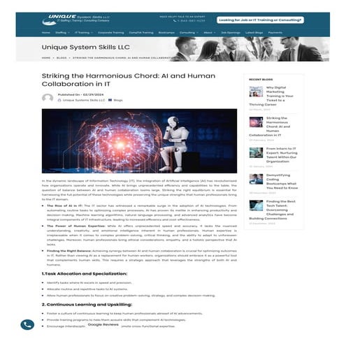 Striking the Harmonious Chord: AI and Human Collaboration in IT- Unique Syste...