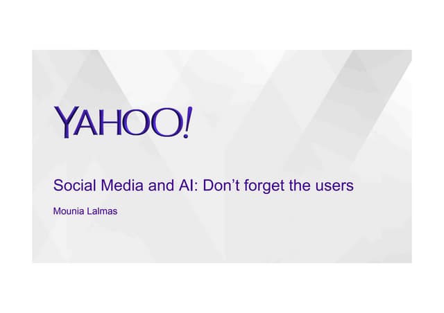 Social Media and AI: Don’t forget the users