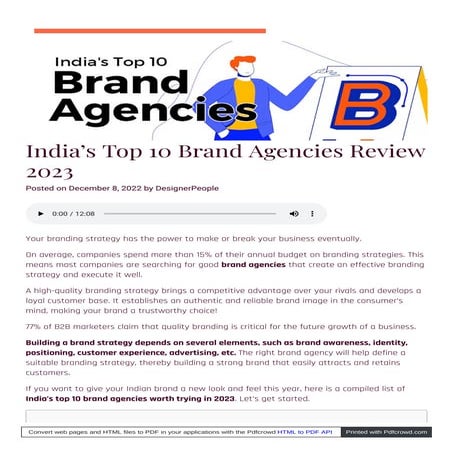 India’s Top 10 Brand Agencies Review 2023