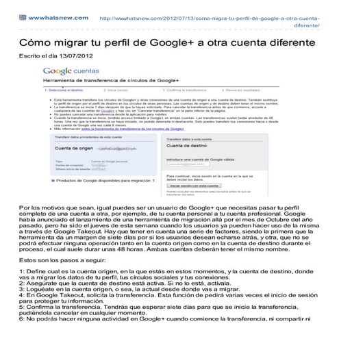 Cómo migrar tu perfil de Google+ a otra cuenta diferente