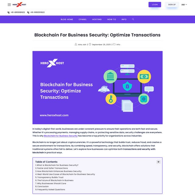 Blockchain for Business Security: Optimize Transactions