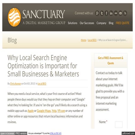Why Local Search Engine Optimization is Important for Small Businesses & Mark...