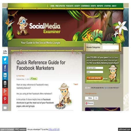 Quick Reference Guide for Facebook Marketers