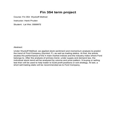 Technical Analysis of Stock----Wyckoff Method Project