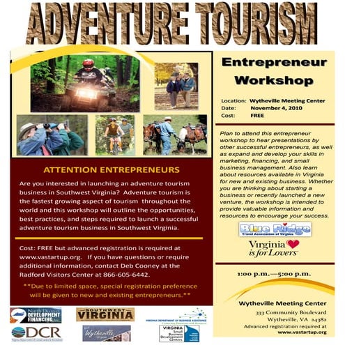 Blue Ridge Adventure Tourism Workshop, November 4, 2010