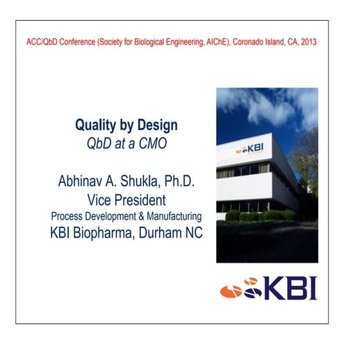 Quality by Design at a Biopharma CMO (Contract Manufacturing Organization)