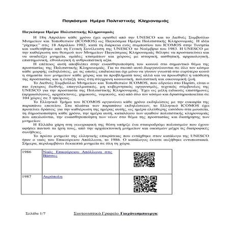 Παγκόσμια ημέρα πολιτιστικής κληρονομιάς