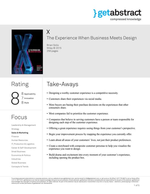 X: The Experience When Business Meets Design - GetAbstract Summary