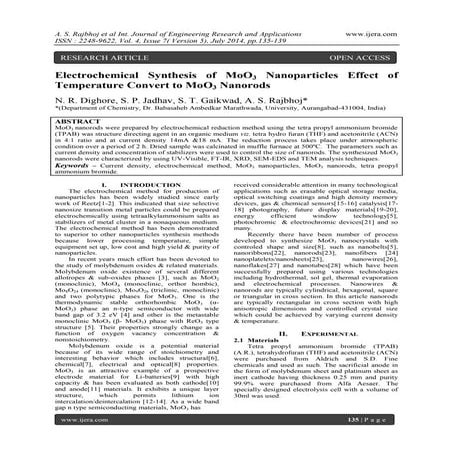 Electrochemical Synthesis of MoO3 Nanoparticles Effect of Temperature Convert...