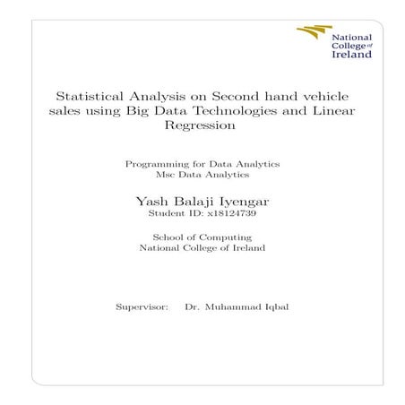 Big Data Analysis of Second hand Car Sales