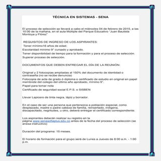 Técnica en sistemas con el SENA