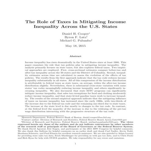 The Role of Taxes in Mitigating Income Inequality Across the U.S. States5